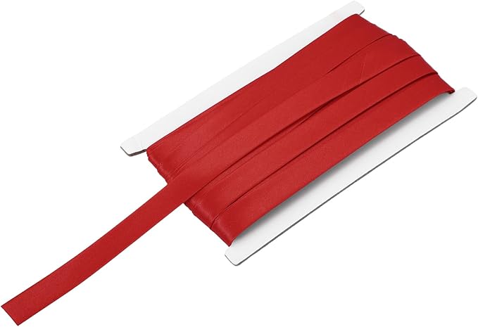MECCANIXITY Double Fold Bias Tape for Sewing 5/8 Inch x 12 Yards Satin Pre-fold Continuous Binding Tape for Seaming Quilting Hemming Binding DIY Crafts, Red