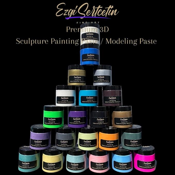 3D Sculpture Painting Paste|Texture Paste|Decorative Plaster|Ready to Use|Unique Colors|Ideal for Artwork|Stencil|Flowers|Texture|Art Relief| 6 oz (Metallic Black)