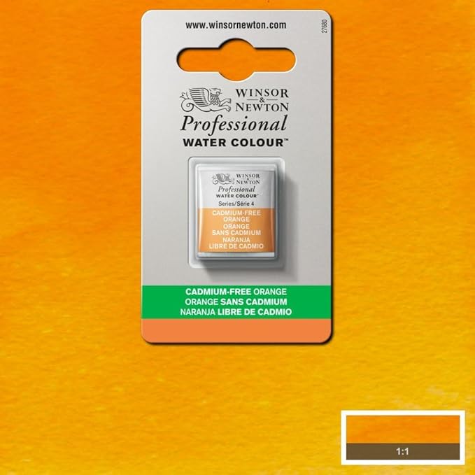 Winsor & Newton Professional Water Colour Paint, Half Pan, Cadmium-Free Orange