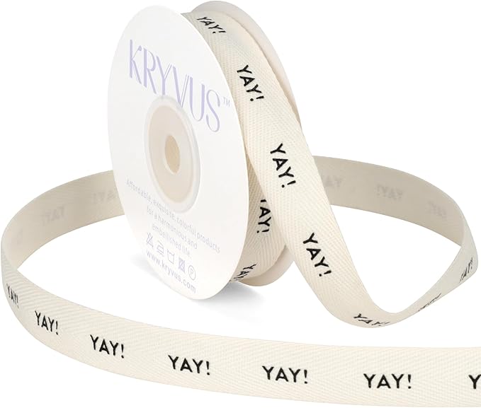 Yay! Ribbon - 5/8 Inch x 12 Yards Natural Twill Tape Ribbon, Cotton Herringbone Ribbons for Gift Wrapping, Birthdays, Weddings, Christmas, Anniversaries, Valentine's Day, Mother's Day
