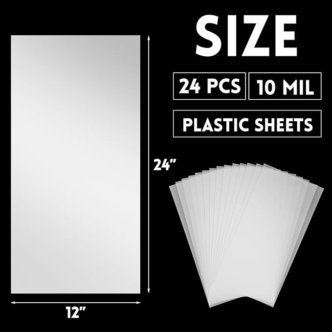 Frienda 24 Sheets Blank Stencil Plastic Making Sheet Milky Translucent Pet Template Stencil Material for DIY Crafts Gift(10 Mil, 12 x 24 Inch)