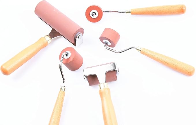 BANLTRE Rubber Brayer Roller for Printmaking, Ideal for Anti Skid Tape Construction Tools, Print,Craft Stamping Brayers for Wallpapers and Scrapbooks (1.18")