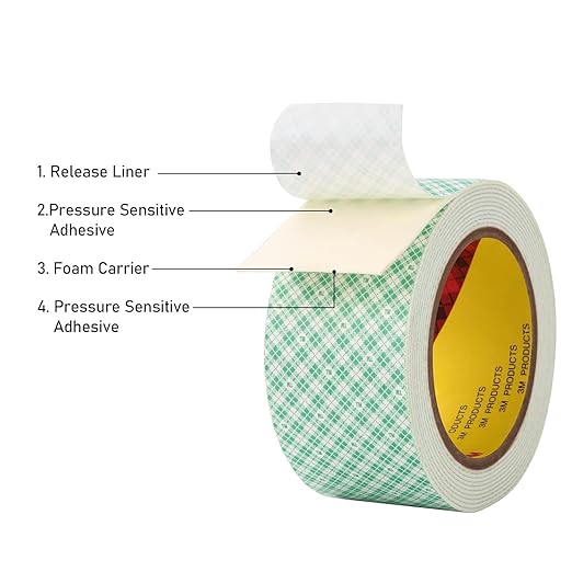 3M Double Sided Foam Tape 2.0"×10Ft 1 Pack White Double Coated Urethane Strong Adhesion Polyurethane Tape for Bonding Attaching Mounting Interior Signage Nameplates DIY Card