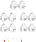 50Pcs Acrylic Embroidery Floss Organizer with 1Pc Hinged Ring, 50x43x2.5mm Slim Thread Bobbins for DIY Sewing & Craft Projects (Teardrop)