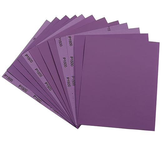 Sandpaper 15Pcs, 1500 Grit Sandpaper, Wet Dry Sandpaper Sheets 9 X 11 Inch, White Fused Alumina Abrasive, Fine Sander Paper for Wood Furniture Finishing, Metal Sanding, Automotive Polishing