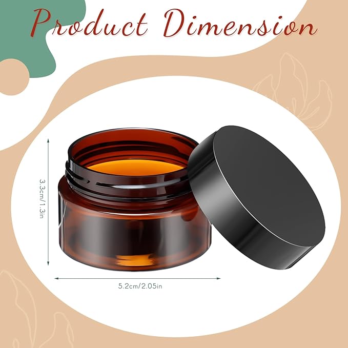 SATINIOR 36 Pieces 1 oz Plastic Jars with Lids Wide Mouth Airtight Reusable Container Acrylic Cosmetic Small Jars for Lotions Ointments Travel Toiletries Creams Make up Storage(Amber)