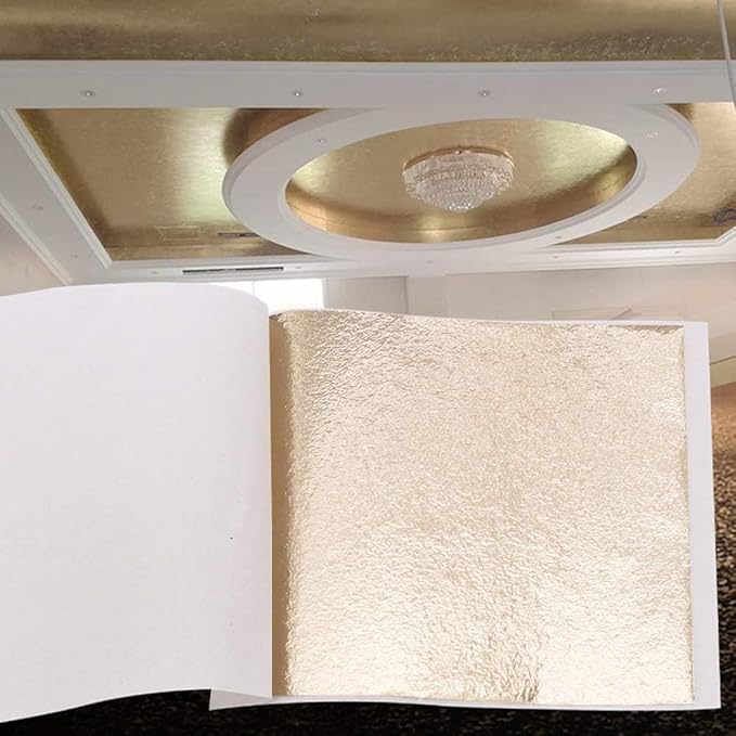 KINNO Gold Leaf Sheets, 600 Pieces Multipurpose 6 Colors Gilding Paper Leaf for Home, Wall, Frame, Ceiling, Furniture Decoration