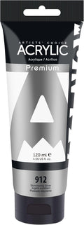 AUREUO Shimmering Silver Acrylic Paint, 4 Fl Oz / 120ml Single Tube, Rich Pigment Art Craft Paints for Canvas, Rocks, Wood, Ceramic, Fabric - Art Supplies for Beginners, Professionals, Artists