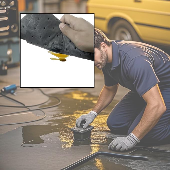 Oil Absorbent Pads | 13"x9.8" Garage Mats | Drip & Spill Universal Pads for Automotive - Absorbing Oil, Liquids, Antifreeze, Brake Fluid, Grease, Coolant | Concrete & Metal Protection,10-Pack