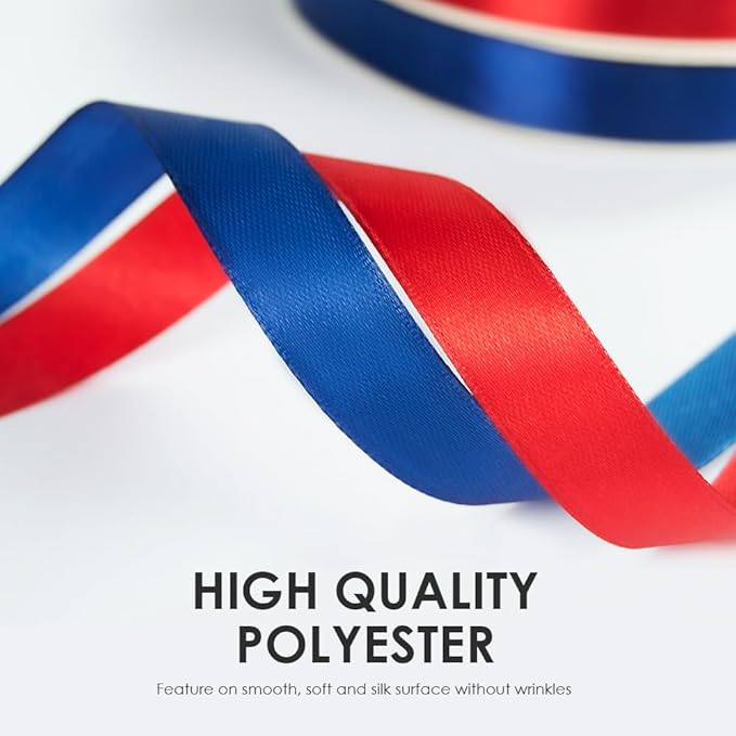 KMER LIFE 1/8"" Wide x 50 Yards Royal Blue Polyester Satin Ribbon, Royal Blue Satin Ribbon Perfect for Wedding Decor, Wreath, Crafts, Gift Wrapping & Other Projects (Royal Blue)