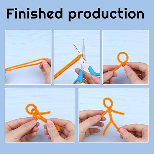 110 Piece Orange Craft Pipe Cleaners - Chenille Stem Art Supplies for Home Decoration Projects