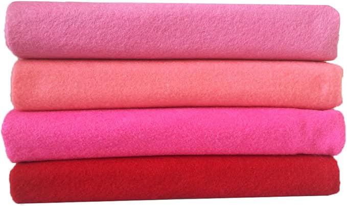 4pcs Thick 1.4mm Soft Felt Fabric Sheet Assorted Color Felt Pack DIY Craft Sewing Squares Nonwoven Patchwork (92x90cm Pink)
