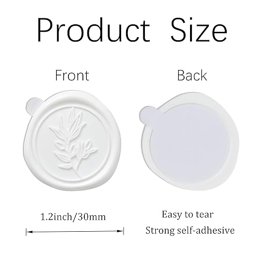 PONATIA White Wax Seal Stickers - 50 Pcs Self- Adhesive Wedding Invitation Seal Stickers, Perfect for Invitations, Envelopes Christmas Cards, Gift Wrapping, Party Menu Decor