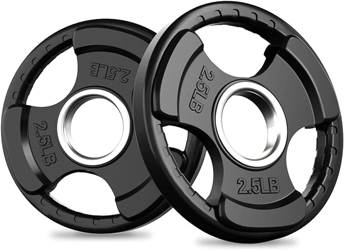 RitFit Olympic Rubber Grip Plates for Barbell, 2-Inch Weight Plates for Weightlifting and Strength Training in Home & Gym, Single, Pair and Sets(2.5/5/10/25/35/45 LB)