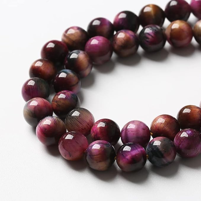 90pcs 4mm Top AAA Natural Tiger Eye Beads for Jewelry Making Rose Red Starry Sky Tiger Eye Stone Round Loose Beads DIY Bracelet Necklace Earrings(Rose Red Starry Sky Tiger Eye, 4mm)