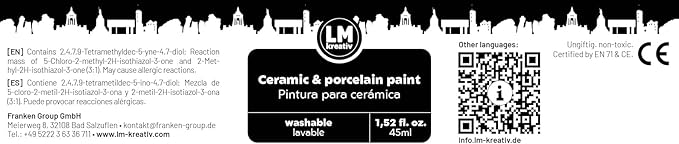 Ceramic and Porcelain Paint Set 6 x 1.52 fl oz - Metallic Magic – Dishwasher Safe – Perfect for Mug, Tile & Creative DIY Projects