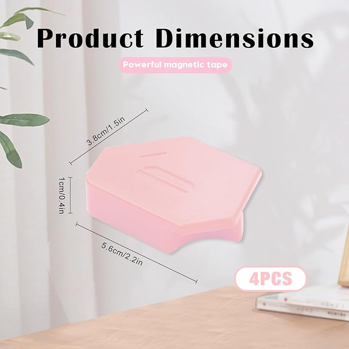Pcmursal 4 Pieces Magnetic Seam Guide for Sewing Machine, Upgraded Multi-Purpose Tool Polygonal Magnetic Seam Guide with Scale, Sewing Supplies and Accessories (Pink)