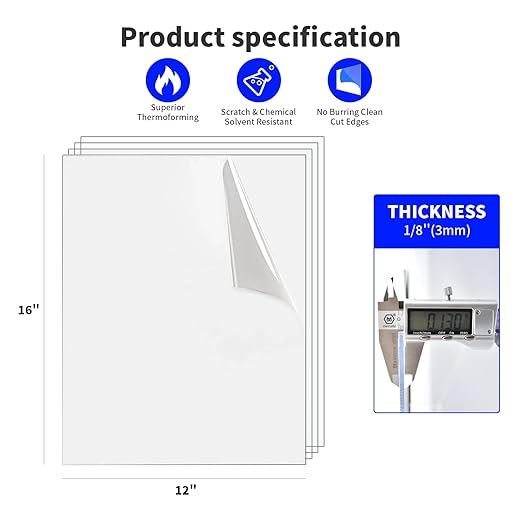 Art3d (2 Pack) 1/8" Thick Plexiglass Sheets - 16" x 12" PET Clear Sheets for Art Design, Craft Projects, Signs, DIY in Home, Wedding, Festival,Party,Office