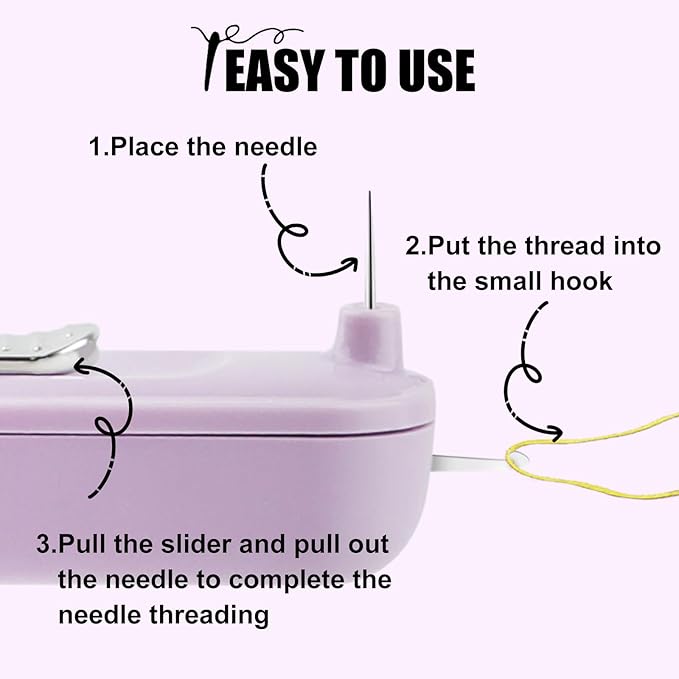 Needle Threaders, 2 in 1 Plug-in Needle Threader Seam Ripper Tool, Automatic Stretchable Seam Rippers for Sewing, Hand Quilling Supplies,Embroidery Stitch Removal (Purple/Yellow)