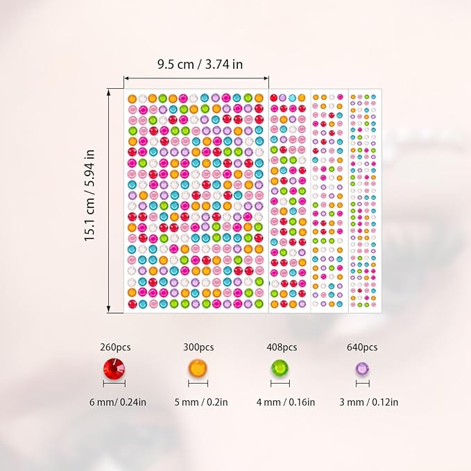 4 Sheets Self Adhesive Pearl Stickers, Self 4 Sizes Bling Rhinestone Sticker, Rhinestone Stickers,Flat Back Pearls Sticker for DIY Crafts Craft Card Decorations Nail Art Beauty Makeup (Colorful)