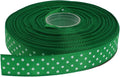 Polka Dot Grosgrain Ribbon 25 Yard Each Roll 100% Polyester (5/8", Green)