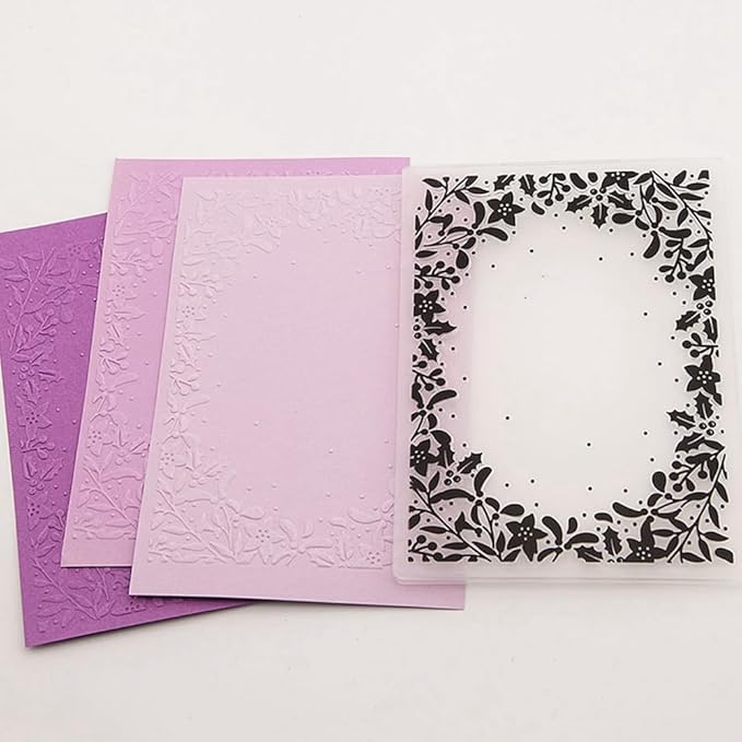 3D Plastic Embossing Folder Template Christmas Leaf Border Texture A6 Size for Card Making DIY Scrapbooking Paper Crafting Handmade Crafts Scrapbooking Arts Supplies Scrapbook Decor