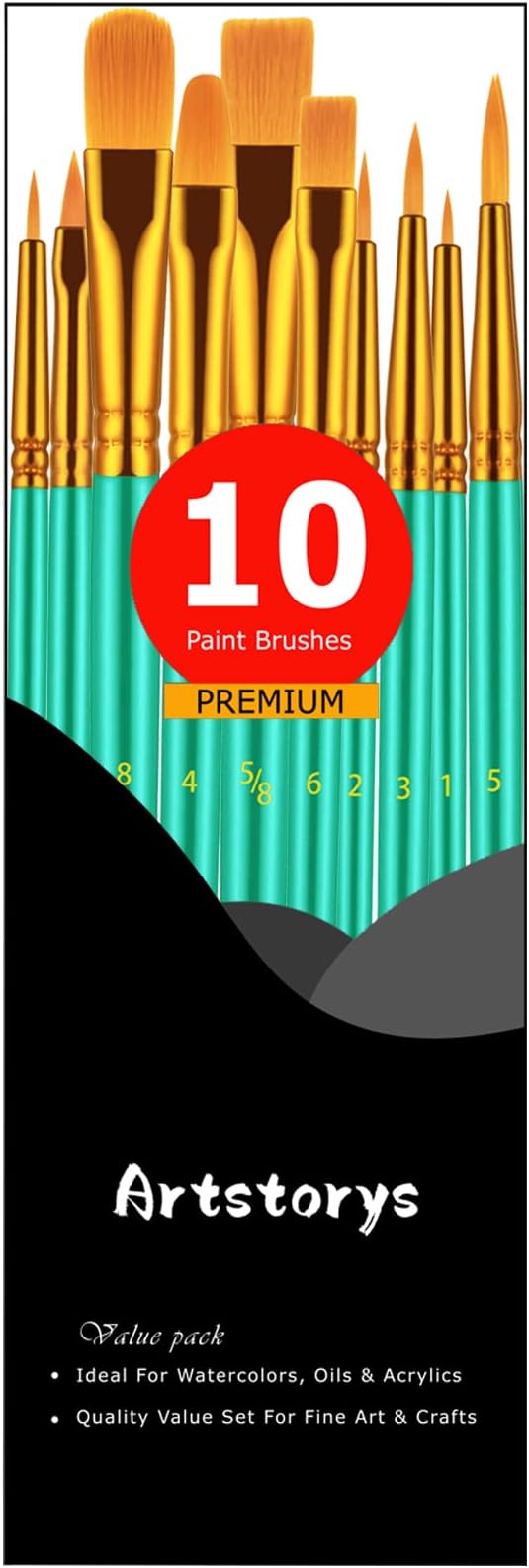Paint Brush Set, 10 Pcs Paint Brushes for Acrylic Painting, Round Pointed Tip Detail Small Paint Brush for Oil Watercolor Canvas Face Body Boards Rock, Kids Adult Drawing Arts Crafts Supplies, Green