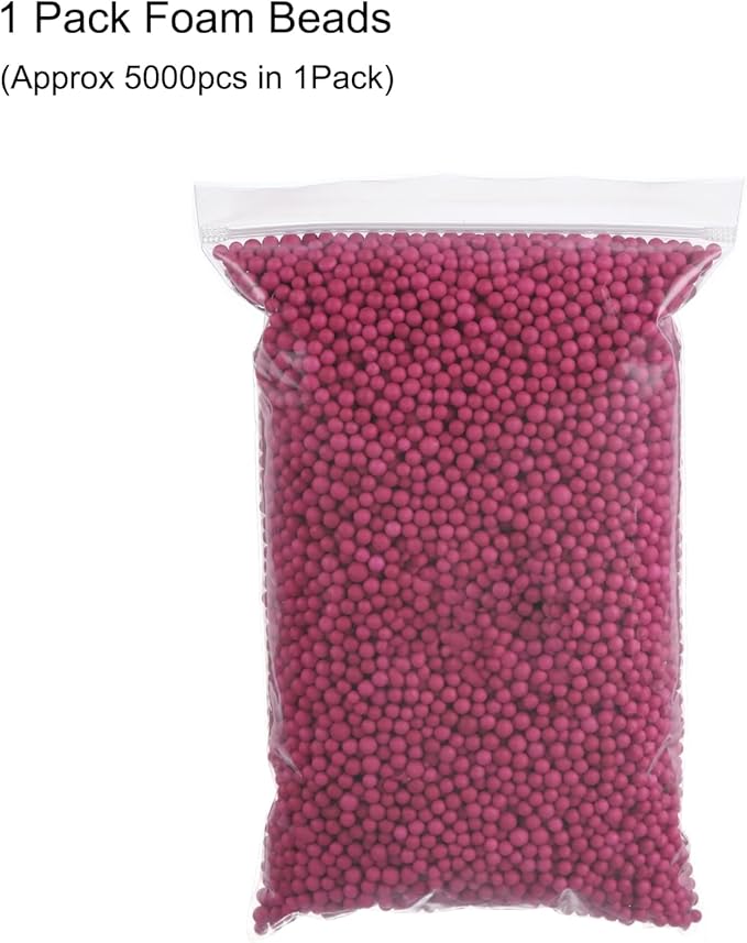 MECCANIXITY Foam Beads Foam Balls 4-6mm for Wedding and Party Decorations, Tiny Packing Balls, Arts DIY Crafts Supplies (Rose Red,1 Pack Approx 5000pcs)