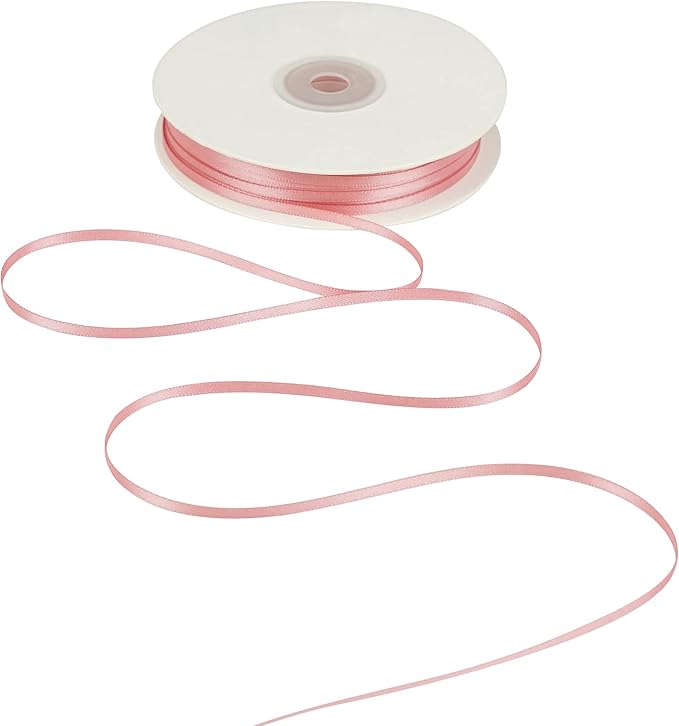 HUIHUANG 1/8 inch Blush Pink Satin Ribbon, 100 Yards Roll, Luxurious Double Face Satin, Polyester, Multi-purpose Occasions, Gift Wrapping, DIY Bows, Decoration, Sewing, Invitations