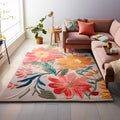 Handmade Wool Floral Area Rug for Living Room | Elegant Flower Garden Design, Soft, Thick and Durable | Bedroom, Dining Room & Home Decor Carpet (6' Round, Floral A)