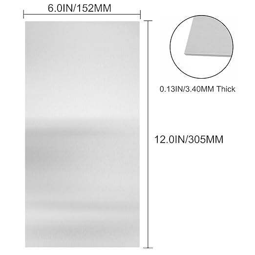 430 Stainless Steel Sheet Metal 6" x 12" x 1/8" (3.40MM) Inch Metal Plates for Magnetic Mount Board Wall 10GA 430 Stainless Steel Shim Stock Plates Metal Sheets for Crafting, Kitchen, Office