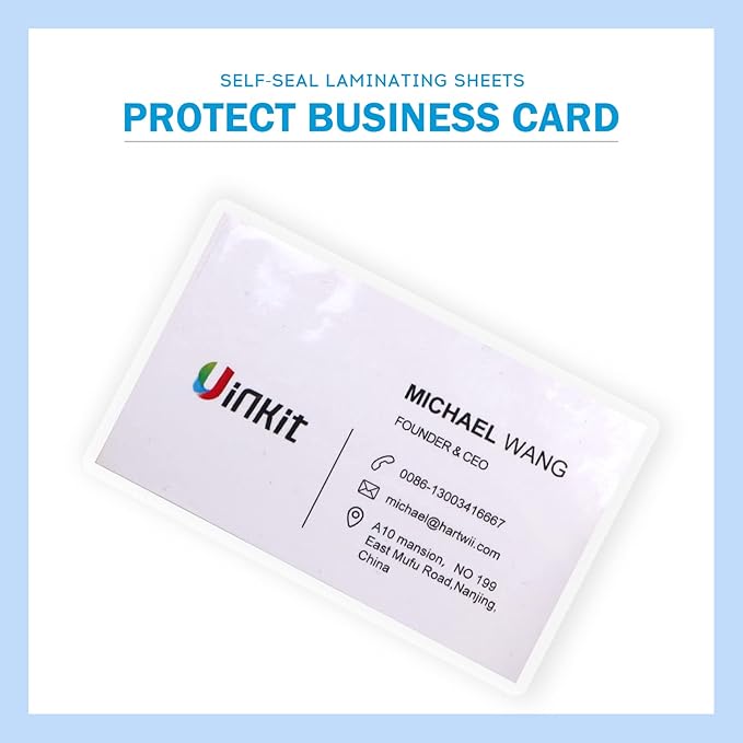 Uinkit 110-Pack Bulk Business Card Laminating Pouches, 10Mil Double-Sided for 2.6x3.9" Cards, Ultimate Volume Solution for Restaurant IDs, School Badges, Event Credentials - No Laminator