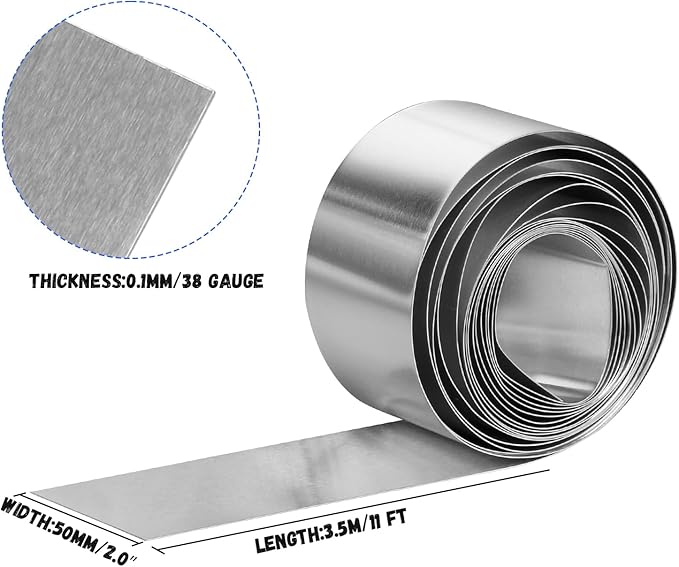Aluminum Flashing Roll，Aluminum Sheet Roll 3500x50x0.1mm(LxWxT) Applicable to Various House Repair and DIY Projects