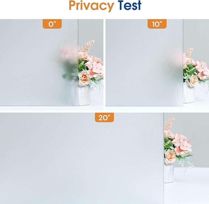Homein Frosted Glass Window Privacy Film with Tools UV Blocking Privacy Film for Glass Windows, Static Cling No Glue Removable Reusable Anti Glare for Home Day and Night, Pure 17.5x78.7 inch