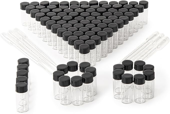 5ml Clear Small Glass Vials 100pcs with Screw Caps(100pcs)