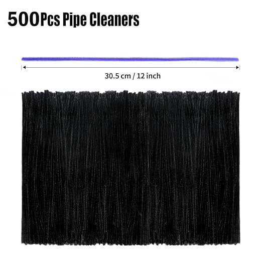 500PCS Pipe Cleaners Craft - Black Pipe Cleaners Craft Bulk Supplies,Chenille Stems for Kids and Adults DIY Arts Crafts Project