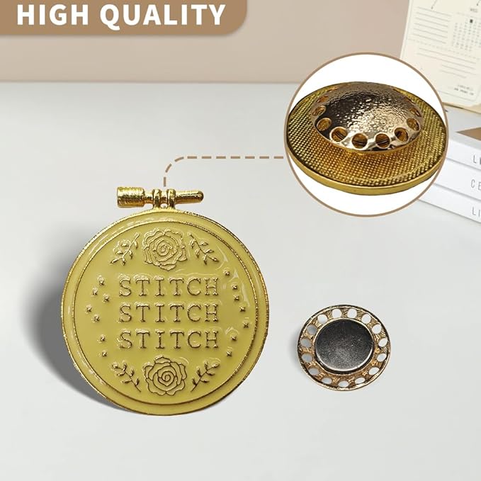 Needle Minder Magnet, Magnetic Needle Minder, Needle Minders Magnetic Cross Stitch Accessories, Magnetic Needle Holder, Life Tree, Butterfly, Cats, Owl, Heart (Gold)