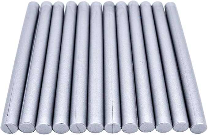 Large Silver Sealing Wax Seal Sticks for Standard Size Glue Gun, Homemade Wedding Invitation Wax Seals - Pack of 12
