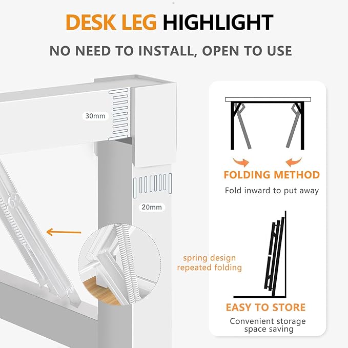39.4 Inch Foldable Desks for Small Spaces,Foldable Desk No Assembly,Small Table for Bedroom,Black.
