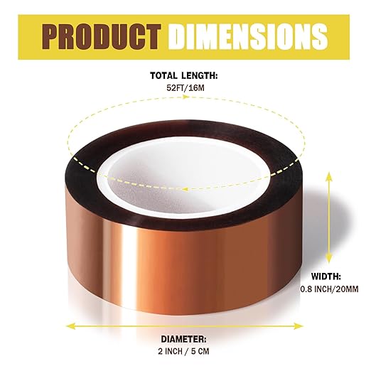 6 Rolls 20mm x16m(52FT) Heat Tape High Temperature Heat Resistant Tape Heat Transfer Tape for Heat Sublimation Press Vinyl,No Residue