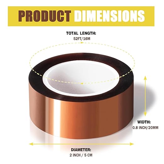 12 Rolls 20mm x16m(52FT) Heat Tape High Temperature Heat Resistant Tape Heat Transfer Tape for Heat Sublimation Press Vinyl,No Residue