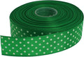 Polka Dot Grosgrain Ribbon 25 Yard Each Roll 100% Polyester (1", Green)