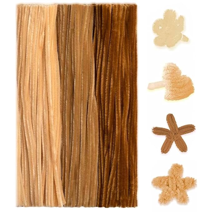 300 Pieces Pipe Cleaners Chenille Stem, 3 Pastel Candy Color Pipe Cleaners Set for Pipe Cleaners DIY Arts Crafts Decorations, Chenille Stems Pipe Cleaners (Brown)