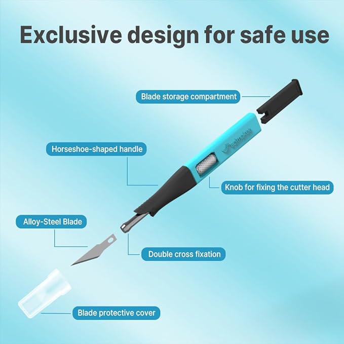 3 PCS Exacto Knife,Hidden Blade Design at The End,Comes with 5 Spare High Qualiry Carbon Steel Exacto Knife Blades. Craft Knife for Crafting, Arts,Modeling,Scrapbooking,Stencil,DIY Projects.Grey