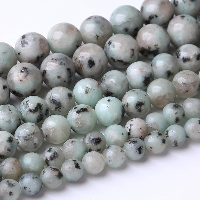 36PCS 10MM Mint Sesame Jasper Stone Beads Energy Healing Beads for DIY Jewelry Bracelet Necklace Making for Jewelry Making 15Inch