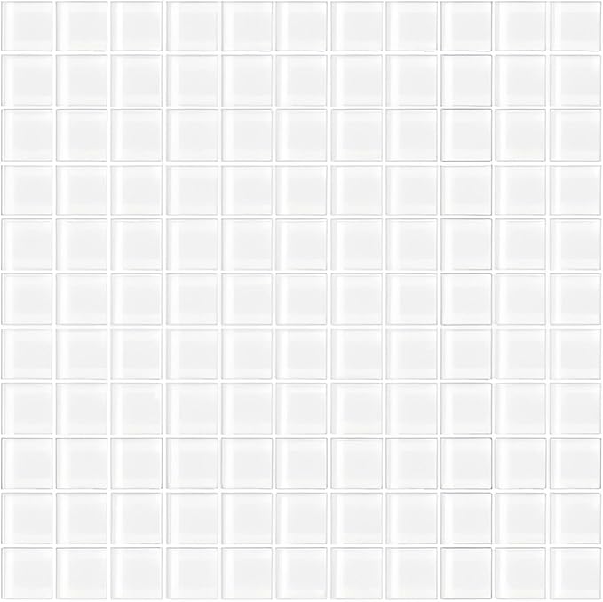 Ice White Matte Glass Square Mosaic Tile 1" x 1" – 10 Sheets for Backsplash, Bathroom, Shower, or Pool - Not Peel & Stick – 9.67 sq. ft./Case - Water-Resistant Indoor Outdoor Decorative Tile