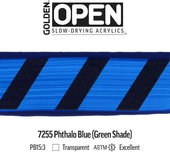 OPEN Slow-Drying Acrylics by GOLDEN, Phthalo Blue/G.S., 5 fl oz. tube, Professional Acrylic Paint, Transparent