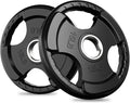 RitFit Olympic Rubber Grip Plates for Barbell, 2-Inch Weight Plates for Weightlifting and Strength Training in Home & Gym, Single, Pair and Sets(2.5/5/10/25/35/45 LB)