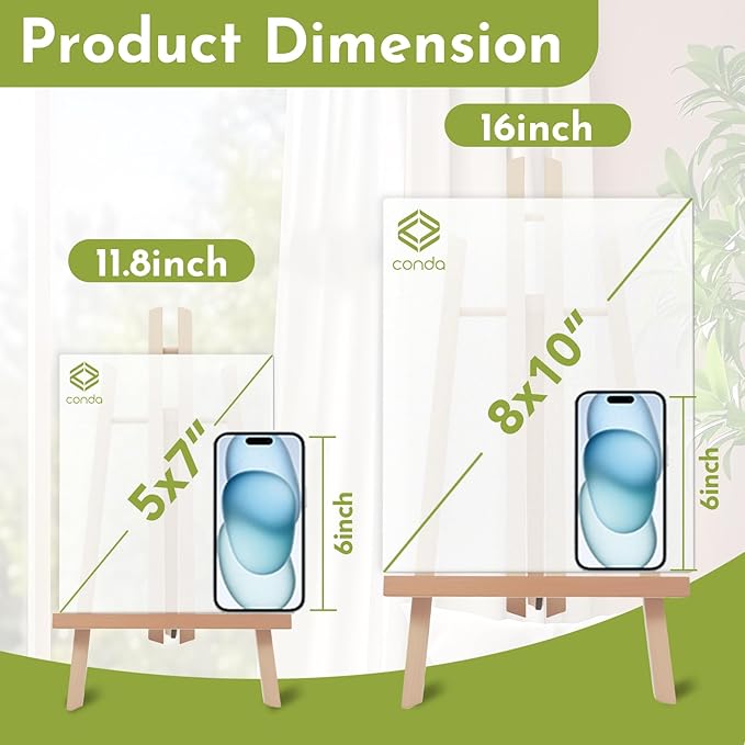CONDA Tabletop Easel, Portable A-Frame Tripod Tabletop Easel Set for Painting Party & Displaying Canvases, Photos, Display Tripod Holder Stand for Students Kids Beginners（16 Pack 11.8 inch）