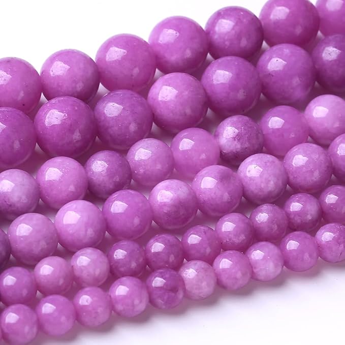 48PCS 8MM Purple Jade Beads Stone Beads Energy Healing Beads for DIY Jewelry Bracelet Necklace Making for Jewelry Making15Inch
